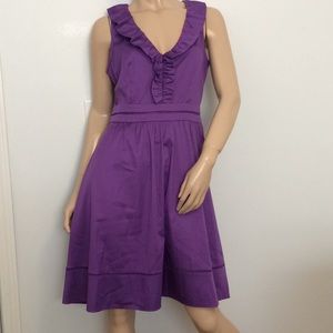 Purple Ivanka Trump Dress 10 medium ruffle Med M